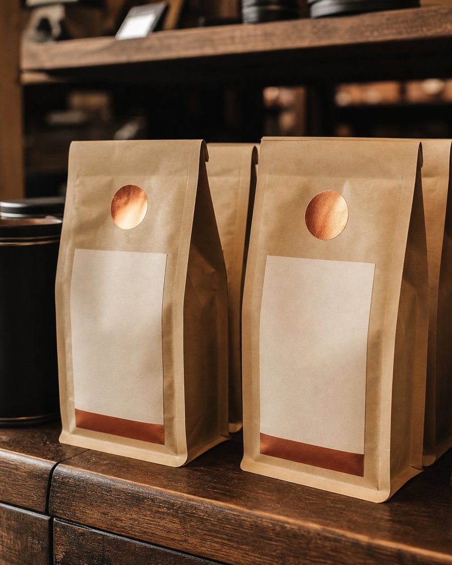 Retail shelf with coffee bags ready for the Roast Club
