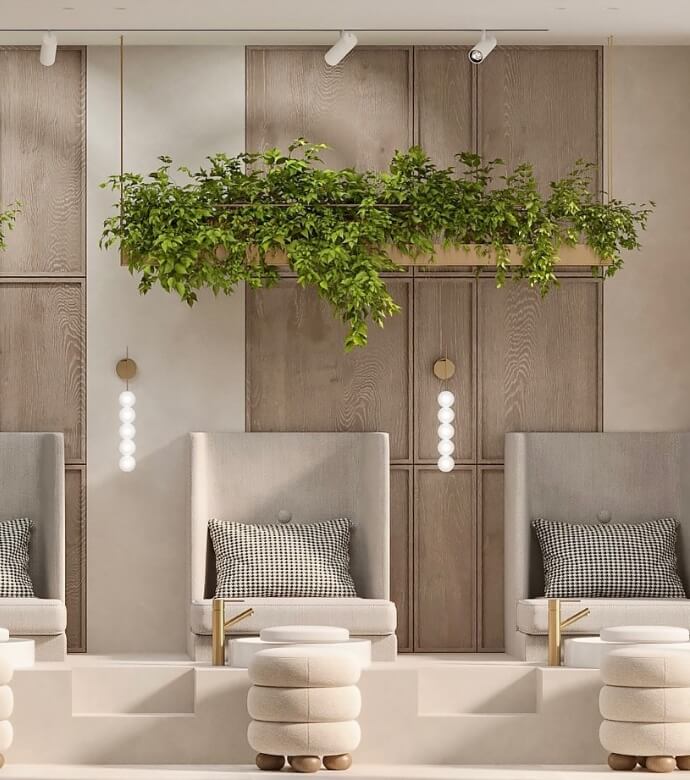 Elegant interior of LUMIÈRE Nail Atelier salon