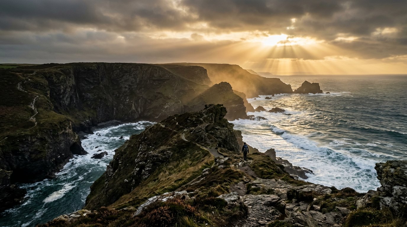 Coastal landscape at golden hour